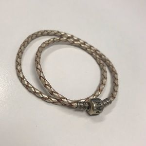 Pandora Leather Bracelet Champagne 12in